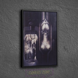 Giger Alien Poster Canvas, Painting of Hr Giger Wall Decor, Surreal Giger Artwork Wall Art Canvas, Hr Giger Li Ii Poster Canvas Wall Art