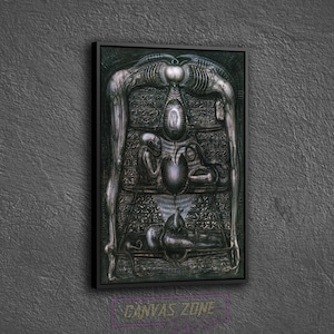 Giger Alien Poster Canvas, Painting of Hr Giger Wall Decor, Surreal Giger Artwork Wall Art Canvas, Hr Giger Li Ii Poster Canvas Wall Art