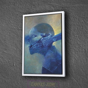 Psychedelic People Painting Canvas, Painting of Zdzislaw Beksinski Wall Decor, Surreal Painting Wall Art, Surreal Art Printed Canvas