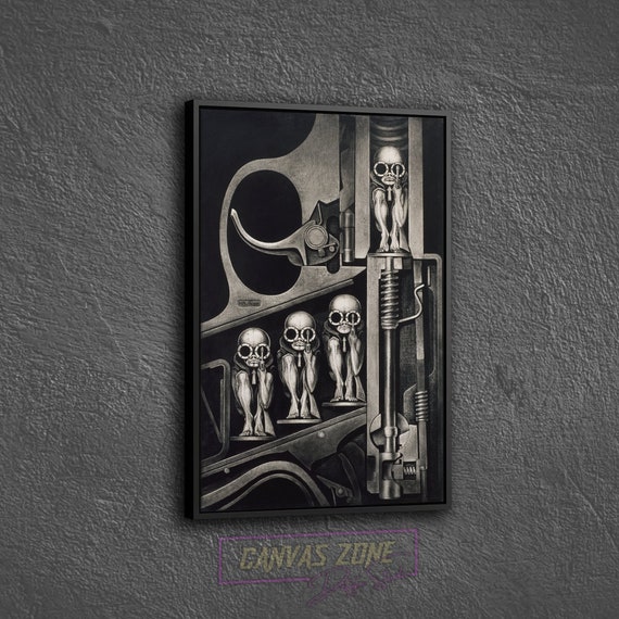 Birth Machine Giger Poster Canvas, Painting of Hr Giger Wall Decor