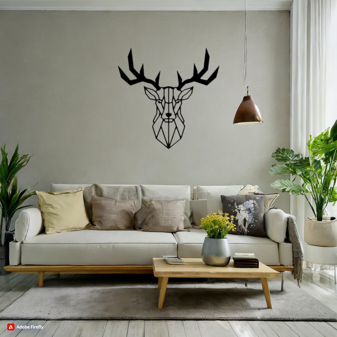 Deer Head Metal Wall Art, Deer Wall Decor, Housewarming Gift, Farmhouse Decor, Geometric Deer