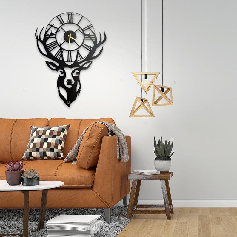 Metal Deer Wall Clock, Unique Wall Clock, Clocks for Wall, Deer Wall