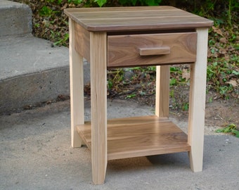 Nightstand Side Table End Table Hand Crafted Walnut Maple