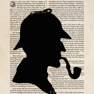 Sherlock Holmes Book Page Art Print | Literary Wall Decor | Victorian Detective Silhouette | Bibliophile Gift |  Digital Download