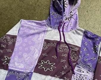 Paisley Patchwork Hoodie Purple - Etsy
