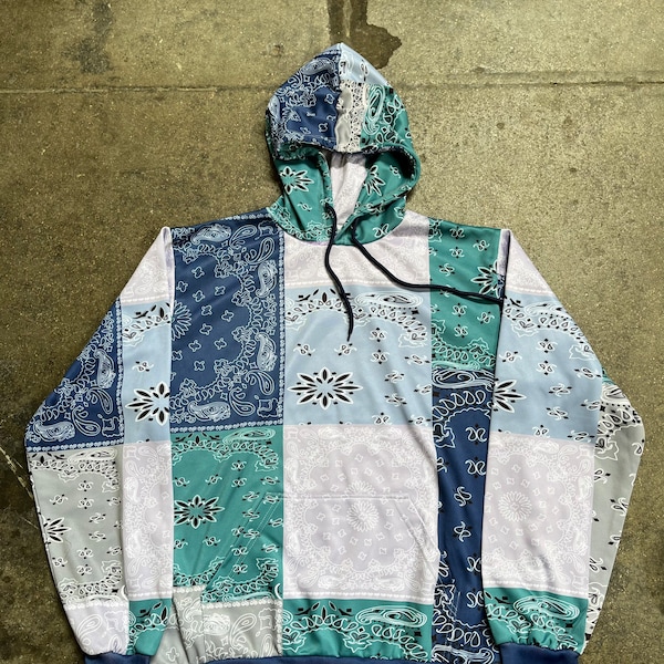 Paisley Patchwork Hoodie Blue