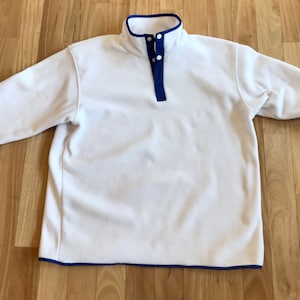 Snap fleece pullover white blue