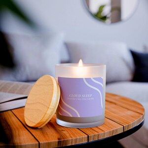Frosted Glass Candle, Lavender Soy Wax Candle - Cloud Sleep | Calming Home Decor, Gift for Relaxation, Aromatherapy, Self-Care, Scented