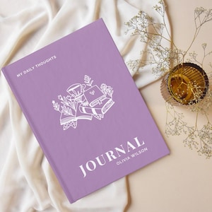 Purple Personalized Journal - Ruled Line for Literary Girl, Notebook, Writing Journal, Diary, Custom Journal, Gift for Bookworms
