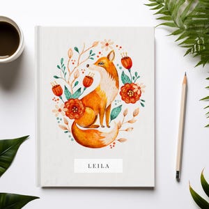 Fox Journal - Ruled Line, Customized Notebook for Writing, Cute Animal Diary, Personalized Gift for Fox Lover, Woodland Theme Notepad, Fox