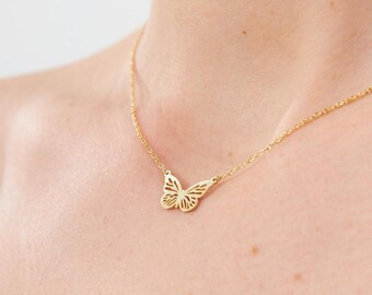 Dainty Butterfly Necklace: Handmade Sterling Silver Pendant