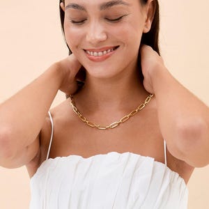 18k Gold Plated Paperclip Chain Necklace, Chain Necklace for Women, Gift For Her, Christmas Gift