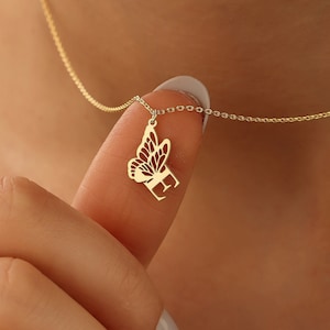 Colar Inicial com Borboleta, Colar Personalizado com Letras Douradas, Presente de Natal, Joias Personalizadas para Mulheres, Presente de Aniversário