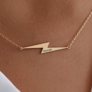 Personalized Kendall Toole Lightning Necklace, Lightning Charm, Lightning Necklace, Gift for Mom, Gift for Her, Christmas Gift