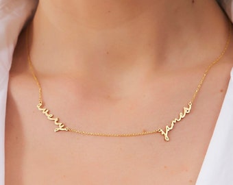 Custom Two Name Handwriting Necklace: Multi Signature Name Necklace, Personalized Jewelry, Gift for Mom, Baby Shower Gift, New Mom Gift