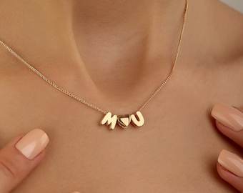 Collana con lettera a bolla personalizzata: ciondolo iniziale 3D personalizzato