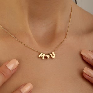 Custom Bubble Name Necklace, Bubble Letter Necklace, Personalized 3D Letter Necklace, Bubble 3D Initial Charm, Gift for Mom