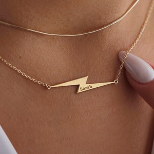 Personalized Kendall Toole Lightning Necklace, Lightning Charm, Lightning Necklace, Gift for Mom, Gift for Her, Christmas Gift