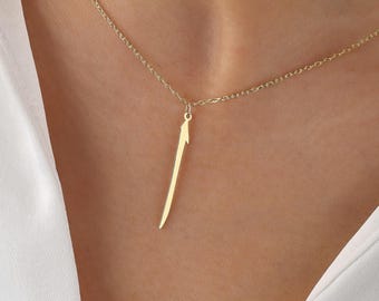 Gold Elif Necklace, Sterling Silver Arabic Letter Pendant, Islamic Jewelry
