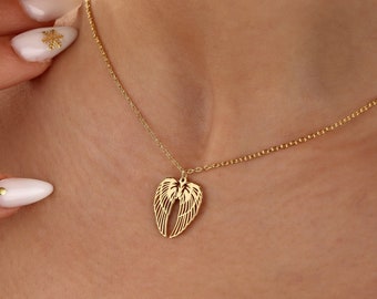 Sterling Silver Guardian Angel Wings Necklace: Gold Plated Jewelry