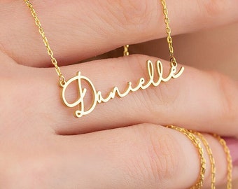 Gold Name Necklace, Personalized Name Jewelry, Custom Name Necklace, Mother's Day Gift, Nameplate Pendant, Gift for Mom