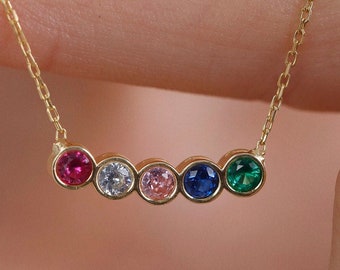 Family Birthstone Necklace, Multiple Birthstone  Necklace, Birthstone Necklace for Mom, Custom Dainty  Necklace, Personalized Gifts