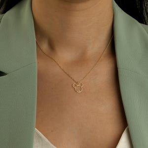 Minimalist Mickey Mouse Initial Necklace, Disney Letter Necklace, Cartoon Letter Pendant, Birthday Gift for Kids, Mother's Day Gift image 3