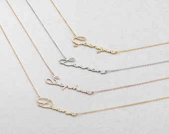Collier prénom personnalisé en argent sterling : pendentif plaque signalétique personnalisé