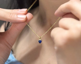 18k Gold Birthstone Necklace, Personalized Jewelry, Custom Pendant, Dainty Charm, Gift for Her, Birthstone Gift, Birthstone Jewelry