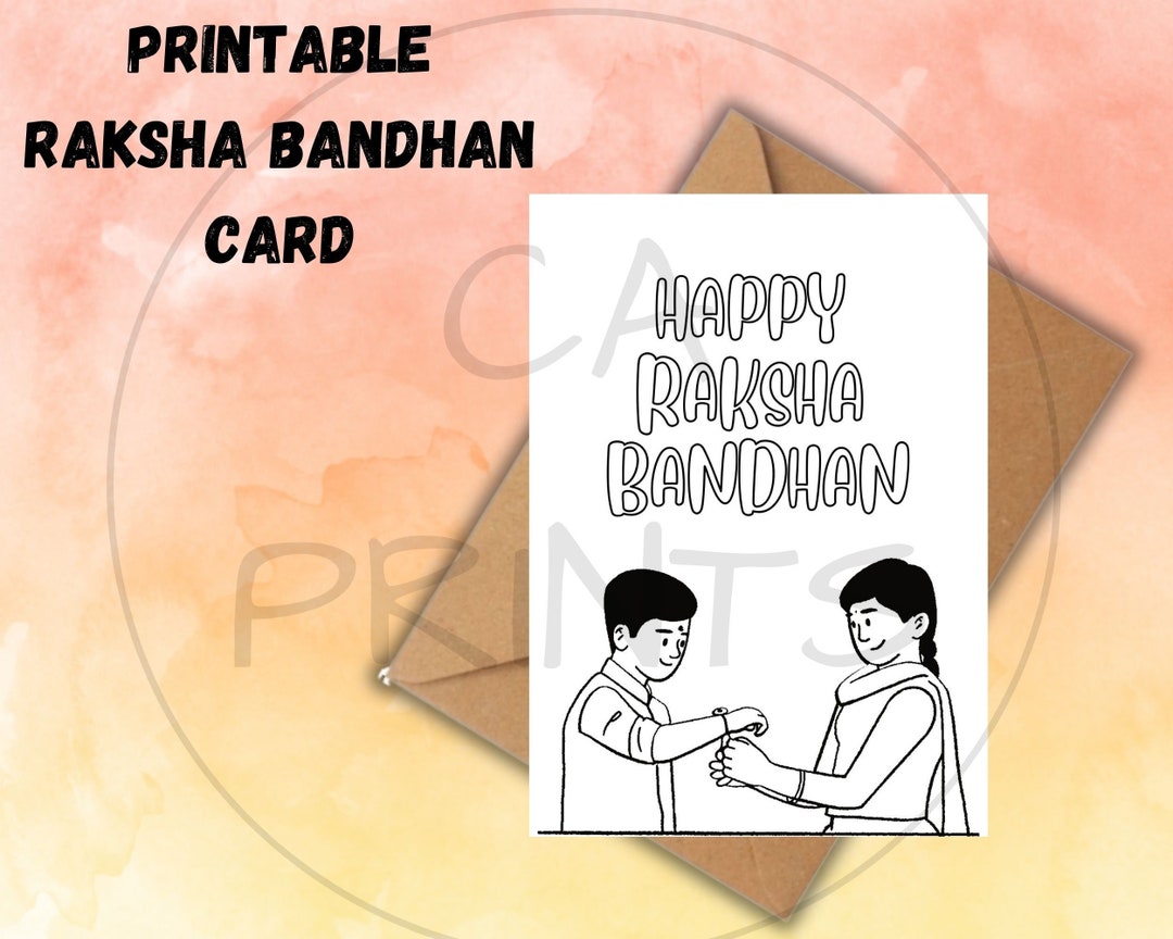Printable Raki Card Printable/ Digital Color-in Rakhi Greeting Cards, Blank Greeting Cards ...