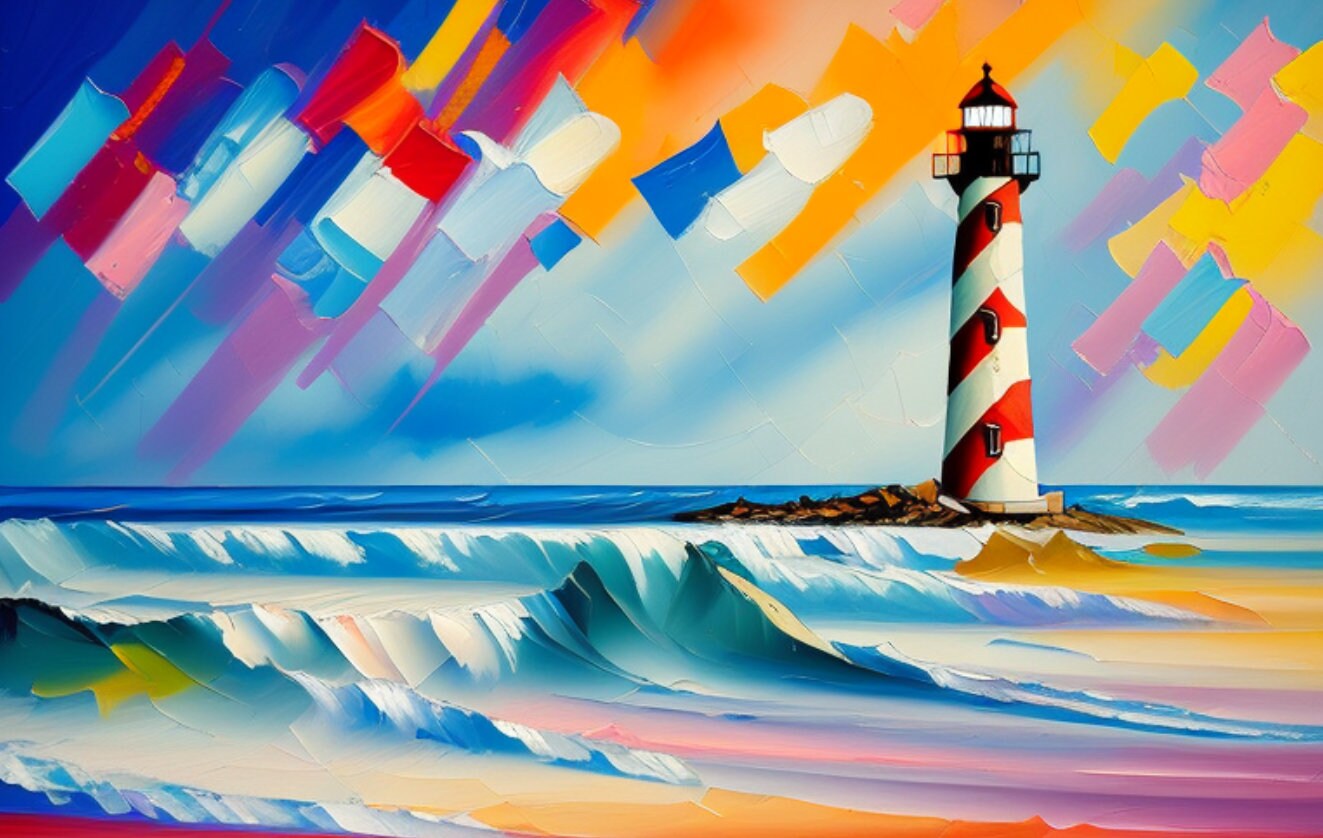 AI Generated Art of Light House Set of 3 for Your Beach House or ...