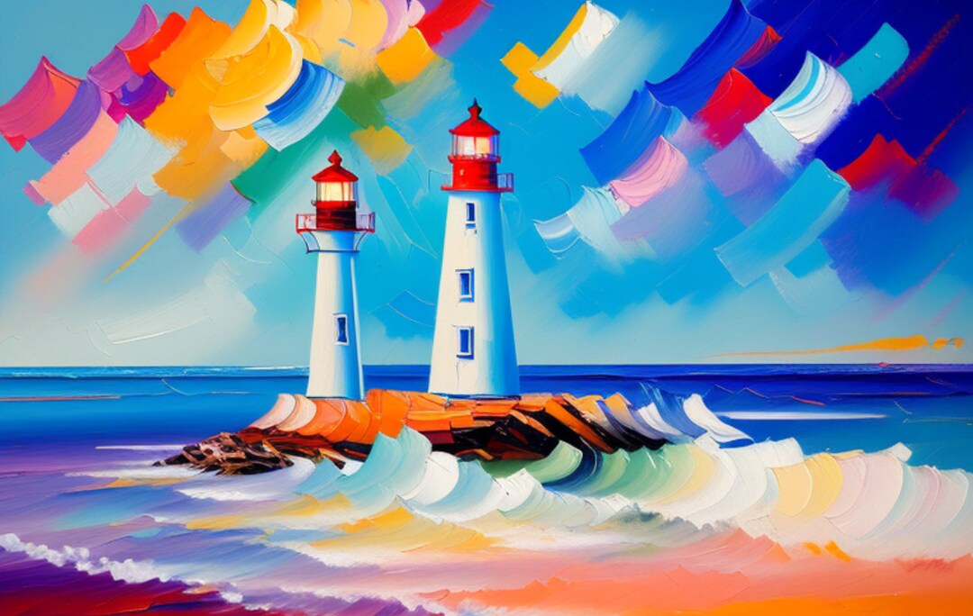 AI Generated Art of Light House Set of 3 for Your Beach House or ...
