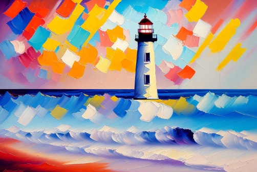 AI Generated Art of Light House Set of 3 for Your Beach House or ...