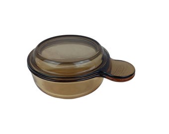 Vision Corning Ware ヴィンテージ アンバーガラス グラブイットボウル V-150-B パイレックス蓋付き P-150-C