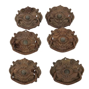 Antique DRAWER PULLS Classic Victorian  3.5" Pressed Brass Drop Bail Single Post