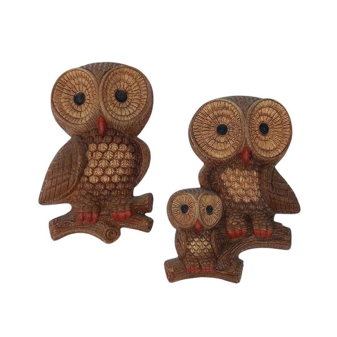 Vintage Owl Wall Decor 1981 by Foam Craft Set of 2 Excellent Etsy