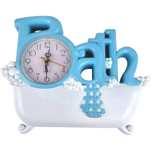 Vintage Bath Wall Clock Blue  Bubble Tub  1980's Retro Works