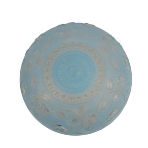 Lampada da soffitto rotonda con paralume in vetro floreale blu Vtg, 3 catene, 10&quot; e 3 fori