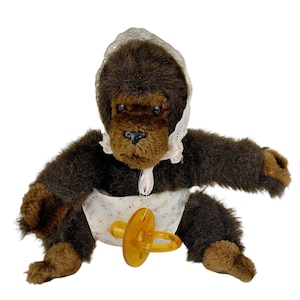 Dakin Gorilla Plush Baby Monkey Pacifier Bonnet Stuffed Animal 1983 Vtg 80's