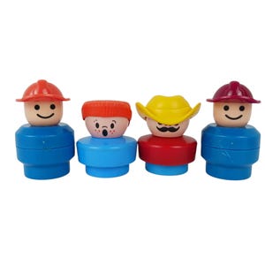 Fisher Price Chunky Lot Little People 70s-90s Fireman Farmer Boy