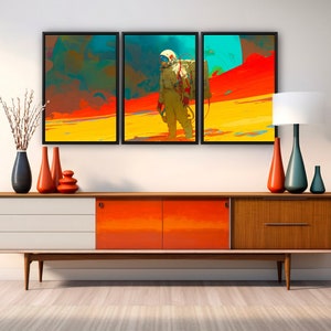 Astronaut Canvas Print | 3 Panel Wall Art | Space Art Print | Large Canvas Pop Art