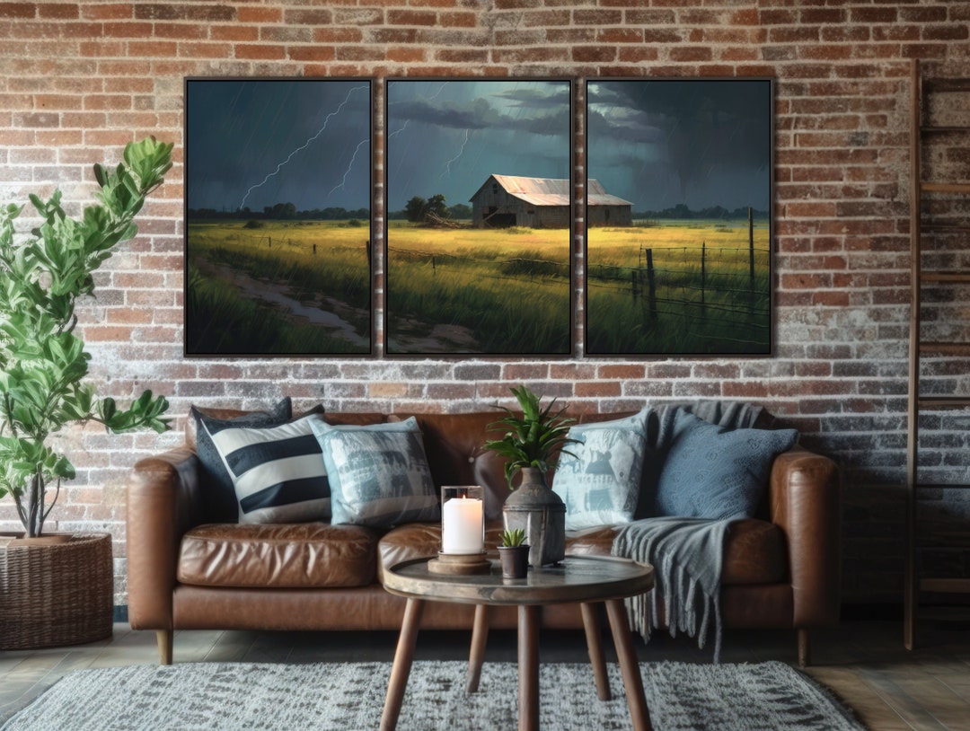 Lightning Strike Canvas Print | 3 Panel Wall Art | Thunderstorm Art ...
