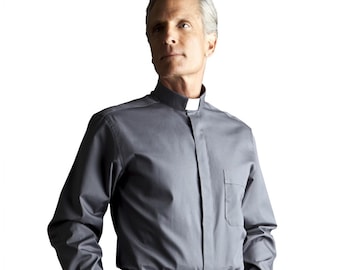 Clerical Shirts For Pastors and Deacons-Long Sleeve Cotton Blend-Made in Italy