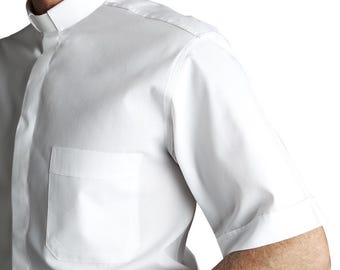 Clerical Shirts For Pastors and Deacons-Short Sleeve 100% Cotton-Made in Italy