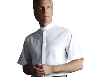 Clerical Shirts For Pastors and Deacons-Short Sleeve Cotton Blend-Made in Italy