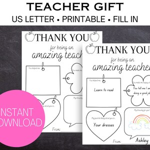 Teacher Appreciation Printable - Etsy