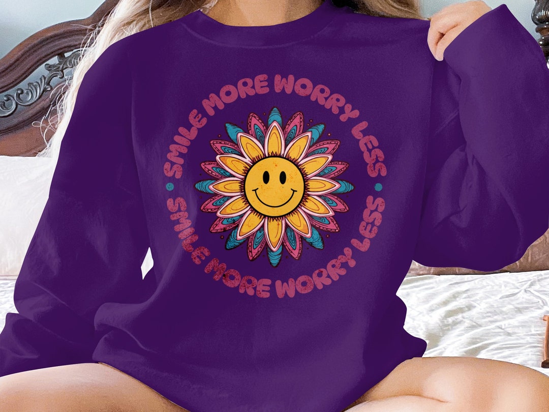 Positive Flower Smiley Face Smile More Tshirt Positive Etsy