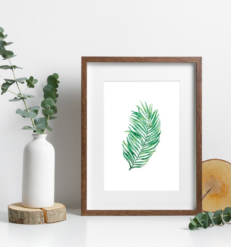 12 Printable Green Leaf Minimalist Wall Art Printable Natural Posters Set Living Room Wall Decor ...