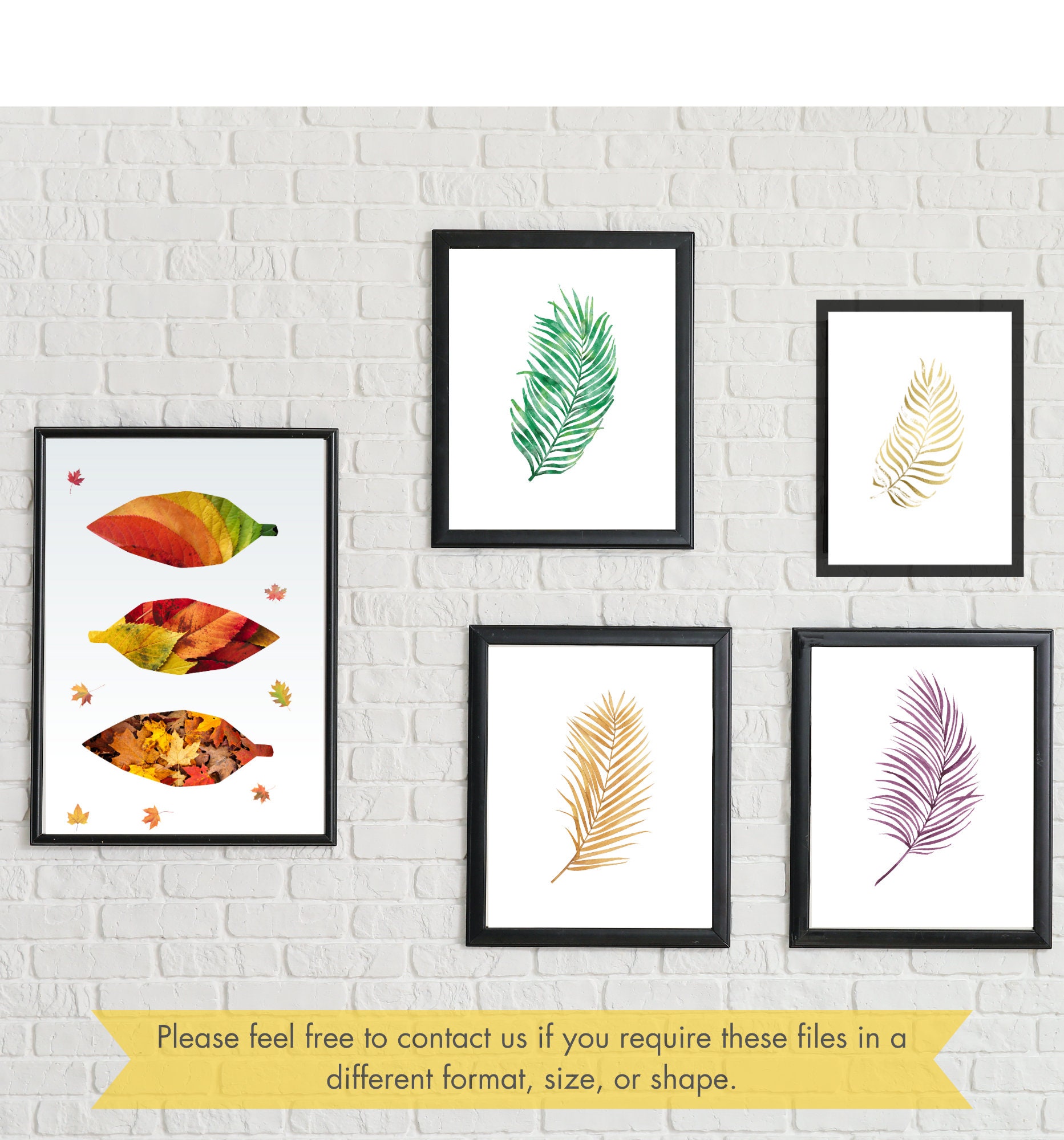 12 Printable Green Leaf Minimalist Wall Art Printable Natural Posters Set Living Room Wall Decor ...