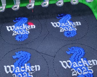 Handmade, Wacken, Patch, Heavy Metal, Embroidery Patch, Festival, Logo, Metal Festival, Patch, Seahorse 2023 2024 and 2025